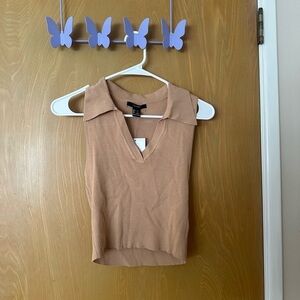 Forever 21 Womens Polo Sleeveless Vneck Sweater Top